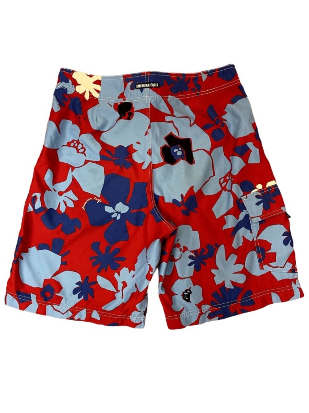 American Eagle Red & Red Floral Swim Baggies Shorts sz 32 NWOT - Picture 3 of 3